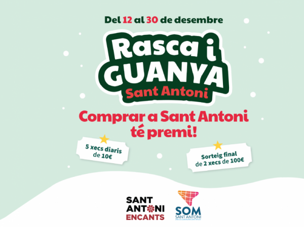 ¡Comprar en Sant Antoni tiene premio! Del 12 al 30 de diciembre regalamos 1000€ en cheques de compra!